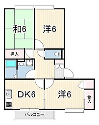 メナジュ夢M棟 3DKの間取図画像