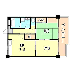 メゾンドール西久保 2DKの間取図画像