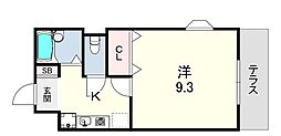 ルーエン大町 1Kの間取図画像