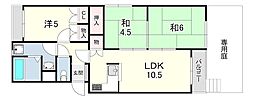 グリーンハイツ大津和 3LDKの間取図画像
