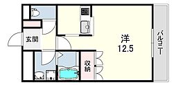 パインヴァリー ワンルームの間取図画像
