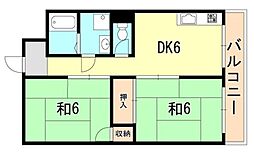 プレアール白水 2DKの間取図画像