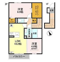 D-ROOM 天が岡 2LDKの間取図画像