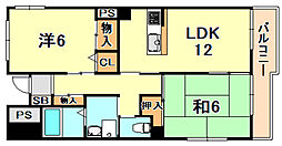 カーサベラヴィスタ福田 2LDKの間取図画像