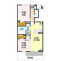 明石市魚住町中尾アパート 2LDKの間取図画像