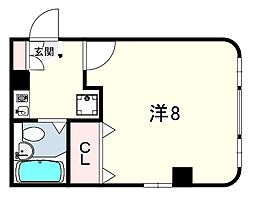 三宝第二ビル 1Kの間取図画像