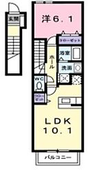 メゾネット・アンジュ弐番館 1LDKの間取図画像