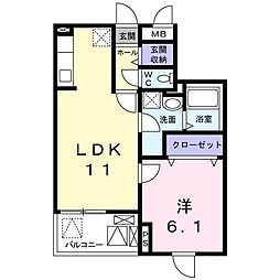アレグリア3番館 1LDKの間取図画像