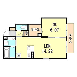 セルヴィスデエスプリ 1LDKの間取図画像