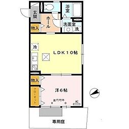 ヴィアーレ 1LDKの間取図画像
