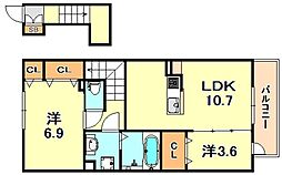 フェーブ千代が丘 2LDKの間取図画像