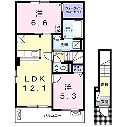 ウエストヴィラ神戸2 2LDKの間取図画像