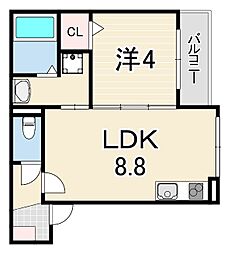 シーサイドヒル西新町 1LDKの間取図画像