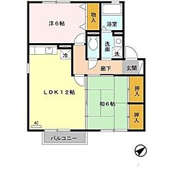グランディールNKT 2LDKの間取図画像