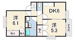プレミール真野 2DKの間取図画像