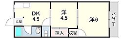 みづほハイツ 2DKの間取図画像