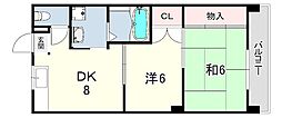 舞子坂ハイム 2DKの間取図画像