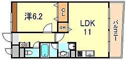 ボヌール有瀬 1LDKの間取図画像