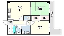 ルミエール星ケ丘 2LDKの間取図画像