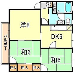 メルヴィルB棟 3DKの間取図画像