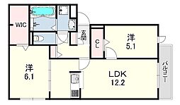 クレスト明石 2LDKの間取図画像