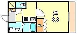 サンモール長畑 1Kの間取図画像