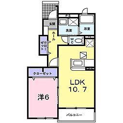 ミーテククル 1LDKの間取図画像