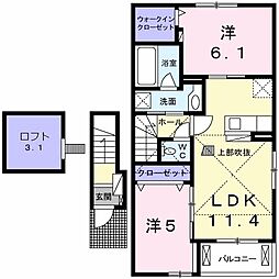 メゾンドカルム5 2LDKの間取図画像