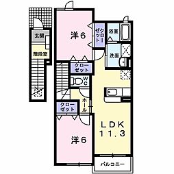 ルナパレスA棟 2LDKの間取図画像