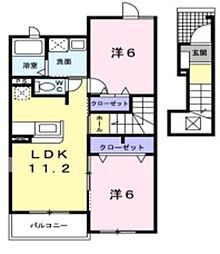 ミーテククル 2LDKの間取図画像
