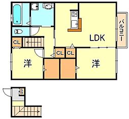 クオーレ1 2LDKの間取図画像