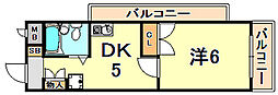 パルレ瑞ケ丘 1DKの間取図画像