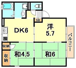 エステート塩屋山手A棟 3DKの間取図画像