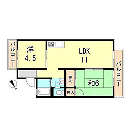 セジュールの里橋本 2LDKの間取図画像