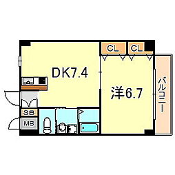 グランシャリオ2 1DKの間取図画像