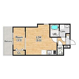 明石市二見町東二見アパート 1LDKの間取図画像
