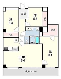 サバービアシティ21B棟 3LDKの間取図画像