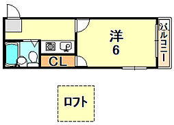 コリーヌ塩屋 1Kの間取図画像
