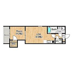 ジーメゾン明石魚住ミハルカ 1LDKの間取図画像