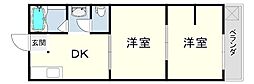 芦田マンション 2DKの間取図画像