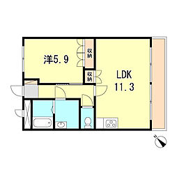 シャイン・アシューレ2 1LDKの間取図画像