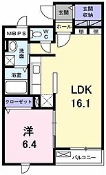 メゾン・ド・リアン3 1LDKの間取図画像