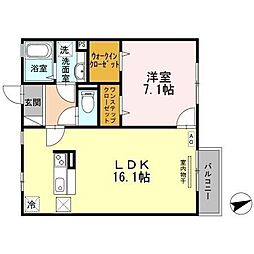 グレイスハイム 1LDKの間取図画像