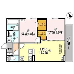 LA FLEUR 2LDKの間取図画像