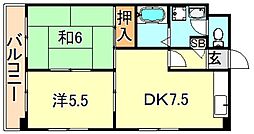 アンセルモ西明石 2DKの間取図画像
