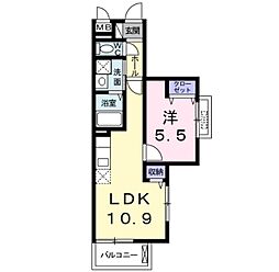 ジェルメ・アビタシオンM・M 1LDKの間取図画像