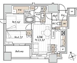 リビオレゾン新橋nex 2LDKの間取図画像