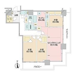 ベイクレストタワー 3LDKの間取図画像
