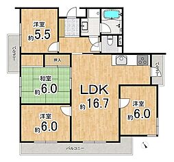 妙見町パーク・マンション 4LDKの間取図画像