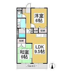 レジデンス天神 2LDKの間取図画像